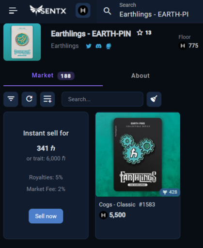 Earthlings-EARTH-PIN-Cogs-market-price