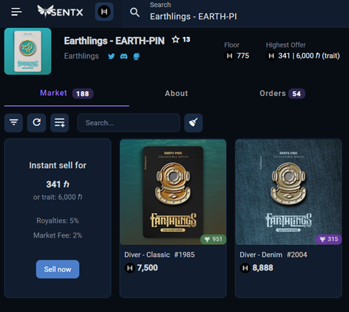 Earthlings-EARTH-PIN-Diver-market-price