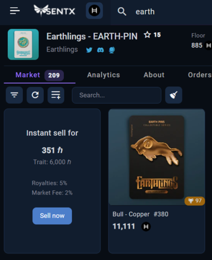 Earthlings-EARTH-PIN-bull-market-price