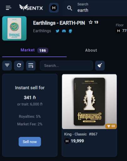 Earthlings-EARTH-PIN-king-market-price